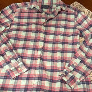 Vineyard Vines Plaid Button-Down in Mint, Pink & Navy